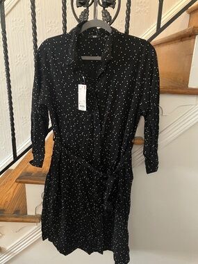 NWT New Uniqlo polka dot shirt dress size M medium